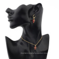 Cross Pendant Necklace Earring Crystal Fashion Jewelry Set For Women